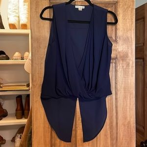 Low Cut Navy Blouse